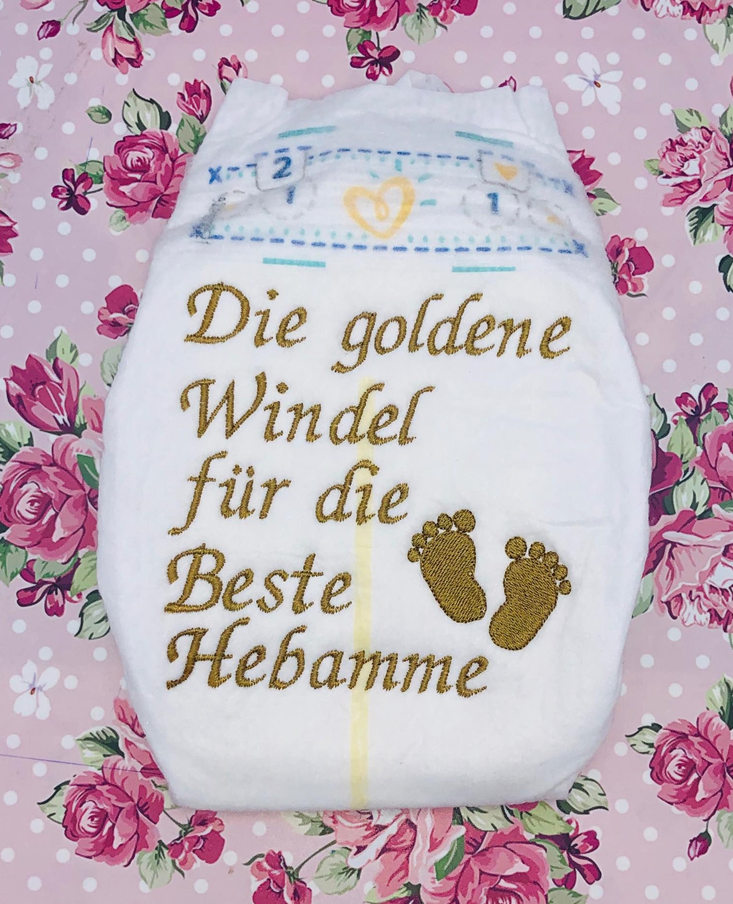 Die goldene Windel für die beste Hebamme als Einzelwindel